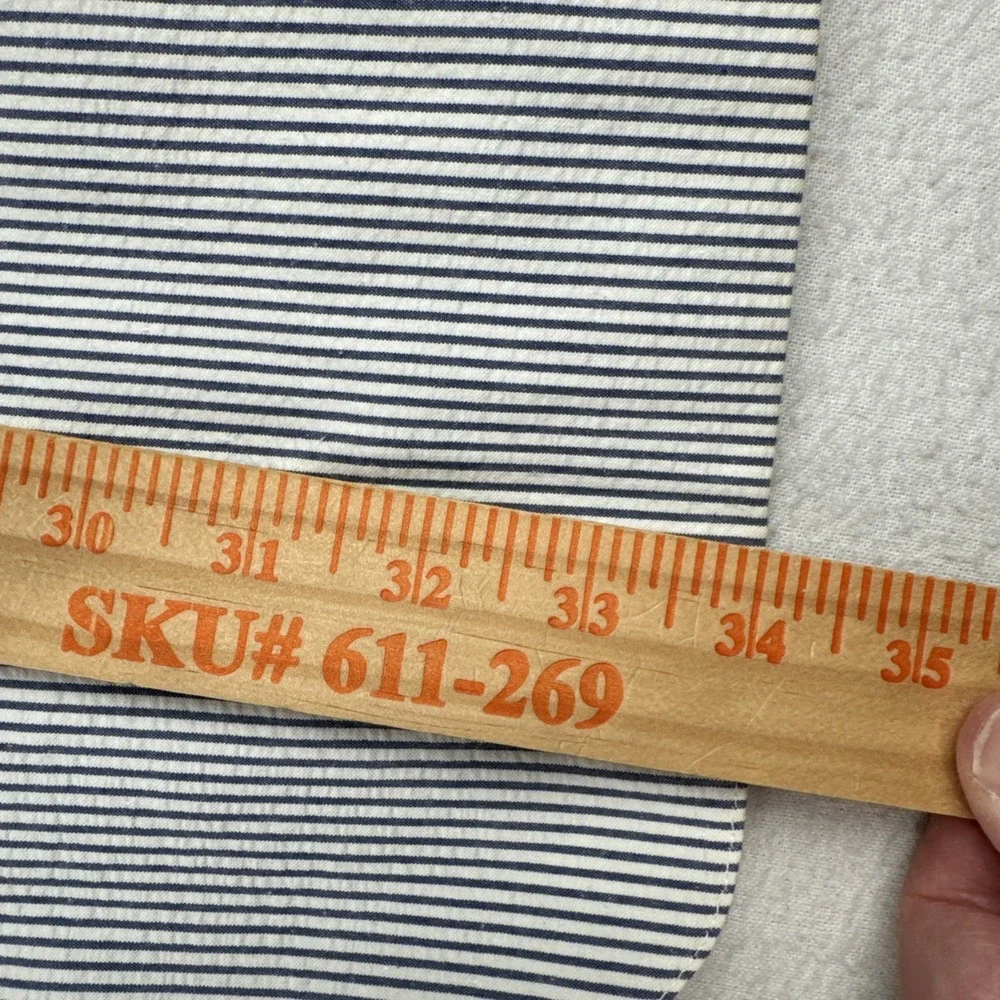 Luden's Charleston SC Mens Seersucker Blazer 46L blue white lightweight Cotton